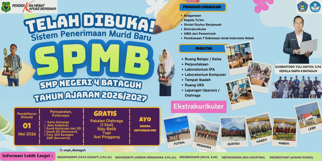 Poster SPMB SMPN 4 Bataguh 2026/2027